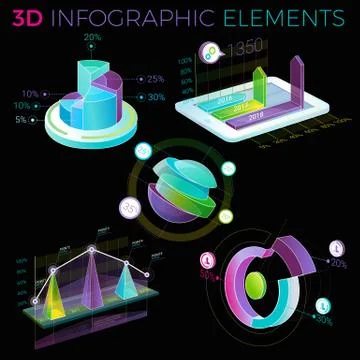 3D Infographic Elements 스톡 일러스트