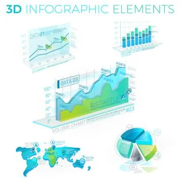 3D Infographic Elements 스톡 일러스트