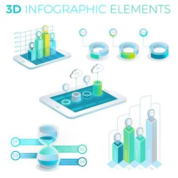 3D Infographic Elements 스톡 일러스트