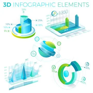 3D Infographic Elements 스톡 일러스트