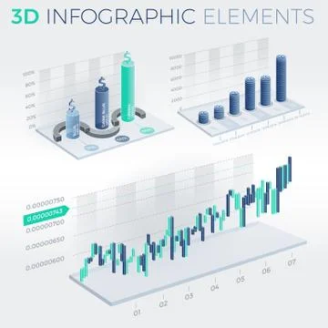 3D Infographic Elements 스톡 일러스트