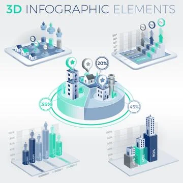 3D Infographic Elements 스톡 일러스트