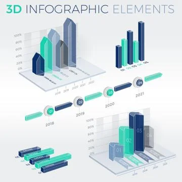 3D Infographic Elements 스톡 일러스트