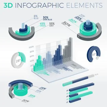 3D Infographic Elements 스톡 일러스트