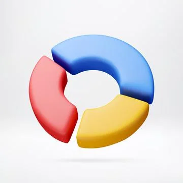 3D infographic pie chart with three colored parts Illustrazione stock