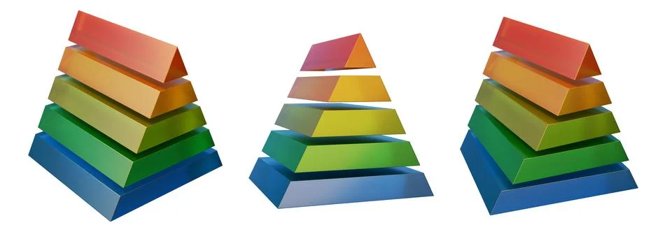 3D infographic pyramid set, data triangle segment colorful business chart Stock Illustration