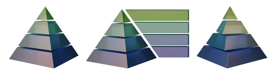 3D infographic pyramid set, triangle data segment chart, colorful creative Illustrazione stock
