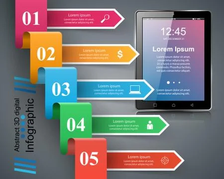 3D infographic. Tablet icon. Stock Illustration
