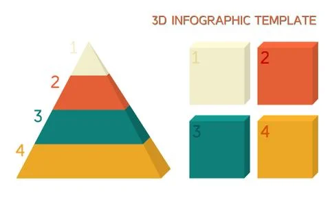 3D infographic template in solid colors Stock Illustration