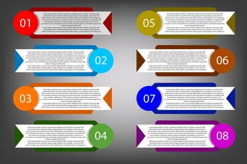 3D Infographics Gradient List Elements Set Modern Business Presentation Design イラスト素材
