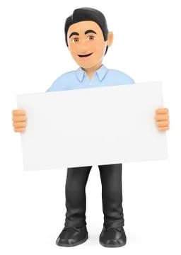 3D Information technology technician with a blank poster Stock Illustration