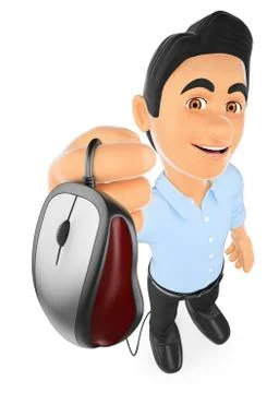 3D Information technology technician with a computer mouse Illustrazione stock