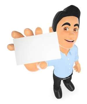 3D Information technology technician showing a blank card Illustrazione stock