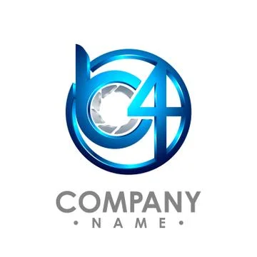 3d Initial letter B and number 4 logo design template element colored blue gr Stock Illustration