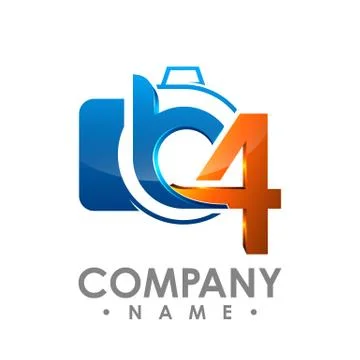 3d Initial letter B and number 4 logo design template element colored blue gr Stock Illustration