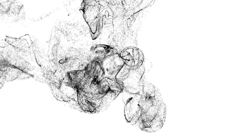 3d ink effect of advection, black particles float in liquid. Black particles Stock Footage 114609599