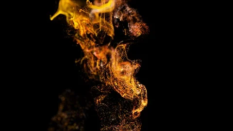 3d ink effect of advection, luminous particles float in liquid. Glow particles Stock Footage 114608921