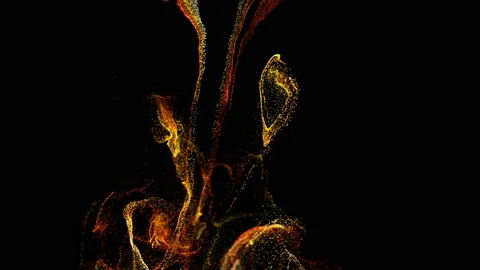 3d ink effect of advection, luminous particles float in liquid. Glow particles Stock Footage 114610790