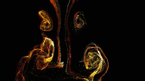 3d ink effect of advection, luminous particles float in liquid. Glow particles Stock Footage 114611740