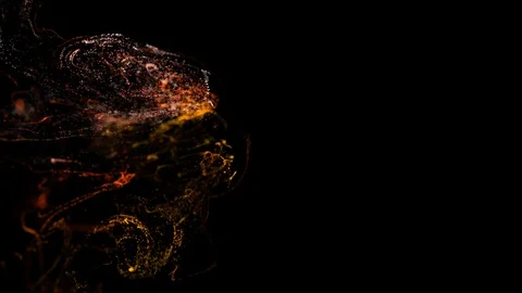 3d ink effect of advection, luminous particles float in liquid. Glow particles Stock Footage 114620329