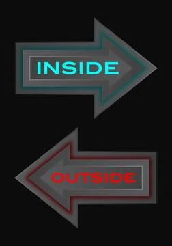 3D inside outside arrow, pointer icon minimalist style vector illustration. Stock Illustration