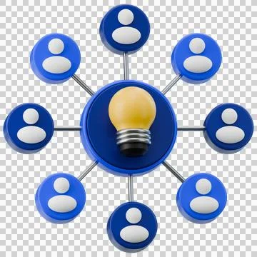 3D Interconnected Ideas Network Icon Stock Illustration