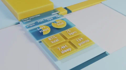 3d interface of the application for weight loss Video stock 247730909