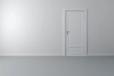 3d interior and white door and walls Stock Illustration