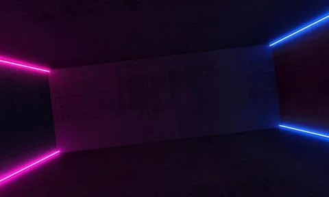 3d interior background with neon lights Stock Illustration