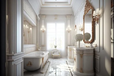 3d interior bathroom, luxury Stock Illustration