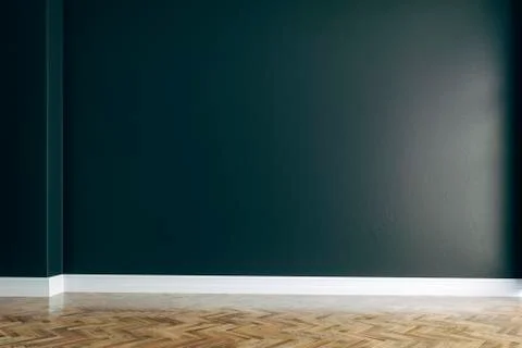 3d interior with blank wall and wooden floor, render Stock Illustration