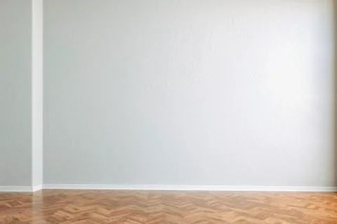 3d interior with blank wall and wooden floor, render Stock Illustration