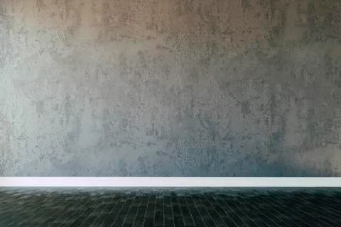 3d interior with blank wall and wooden floor, render Stock Illustration