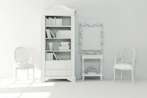 3d interior design - clay render Illustrazione stock