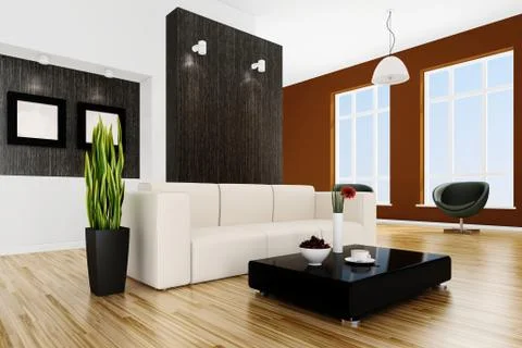 3d interior design lit by warm daylight Stock Illustration