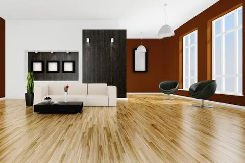 3d interior design lit by warm daylight 库存插图