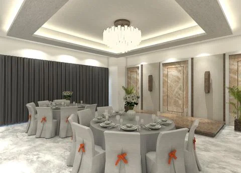 3D interior design presents a lavish dining area Illustrazione stock