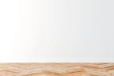 3d interior mock with white wall and wooden floor Ilustración de archivo