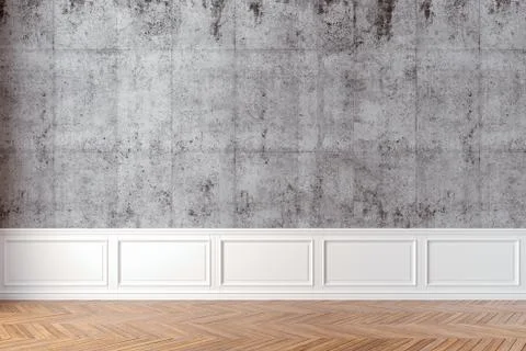 3d interior with oncreete wall and wooden floor Stock Illustration