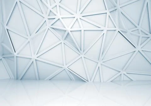 3d interior with polygonal relief pattern on the wall イラスト素材
