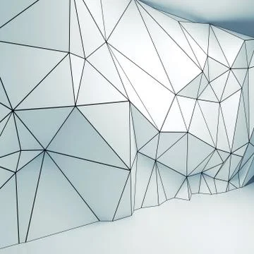3d interior with polygonal wireframe relief pattern 스톡 일러스트