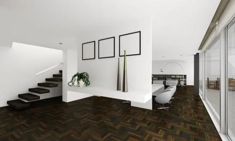 3d interior render Illustrazione stock