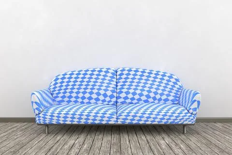 3d interior render image of a Bavarian colors sofa in a nice room Stock Illustration