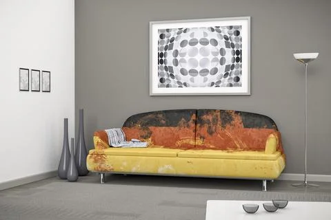3d interior render image of an German flag sofa in a nice room Stock Illustration