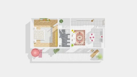3d interior rendering animation of furnished home apartment 스톡 동영상 101831649