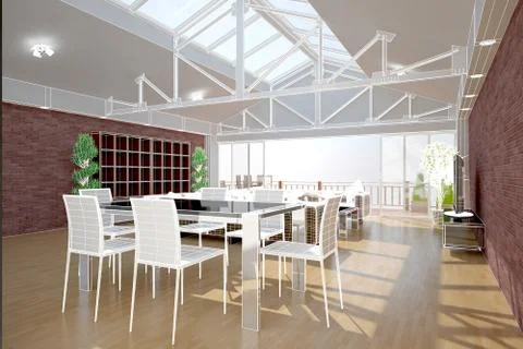 3D interior rendering of a living room Stock Illustration