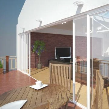 3D interior rendering of a living room Stock Illustration