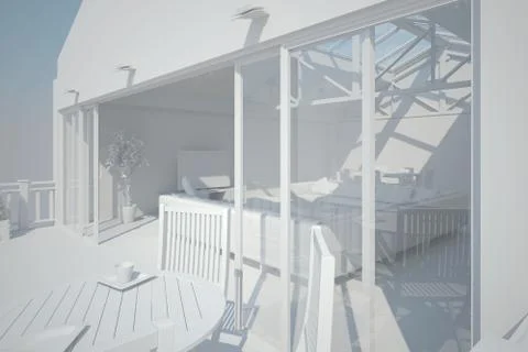 3D interior rendering of a living room Stock Illustration