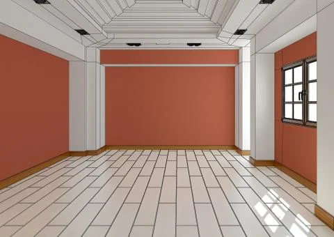 3D Interior rendering of a modern kitchen Illustrazione stock