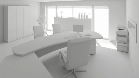 3D interior rendering of a modern office Illustrazione stock